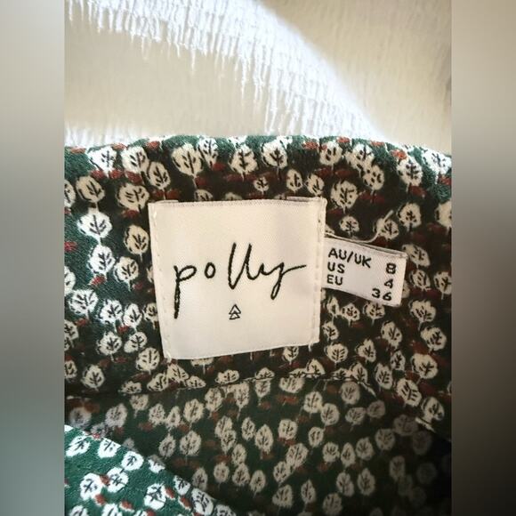 Princess Polly Green Floral Wrap Skirt Tie Midi Skirt Size 4 - Picture 7 of 8